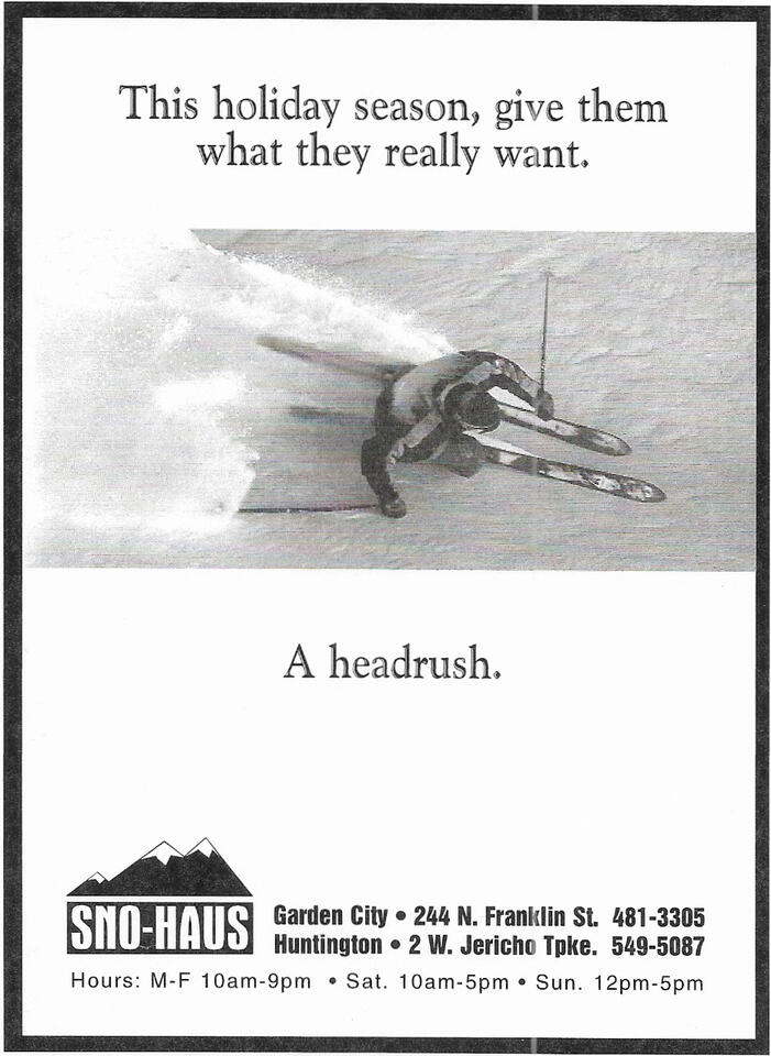 Sno Haus retail newspaper ad Sno Haus retail newspaper ad
